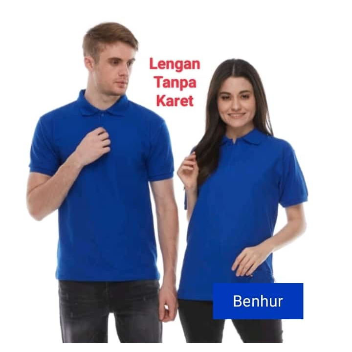 Kaos Kerah Polos Lengan Pendek Biru Benhur - Kaos Kerah UNISEX - Kaos Kerah Polos - Kaos Kerah Biru 
