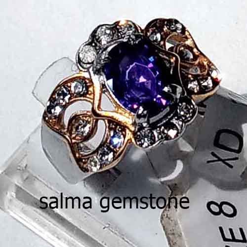 cincin diamon kecubung ungu wanita