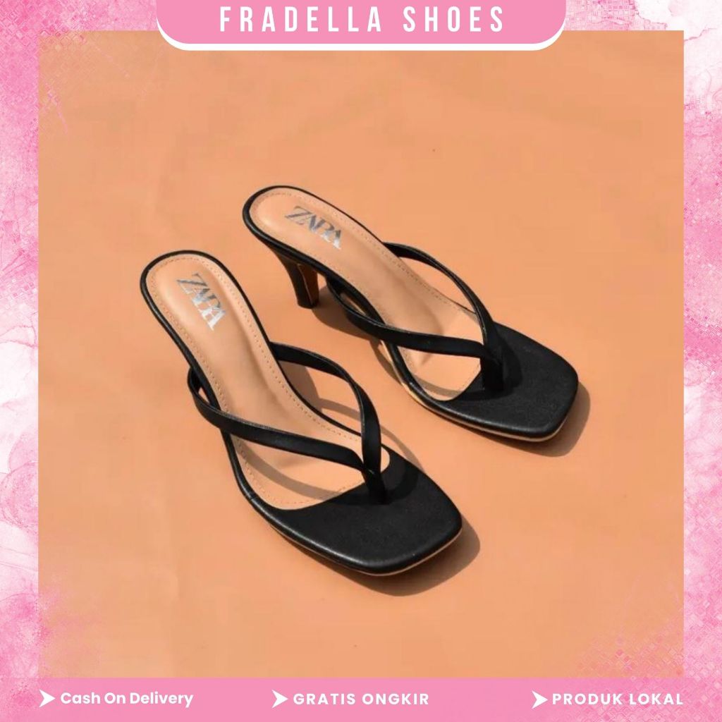 FRADELLA21 - Sandal Heels Wanita Heels Model Jari Klip Hak 7cm Heels Terbaru 2022 - ZR 001