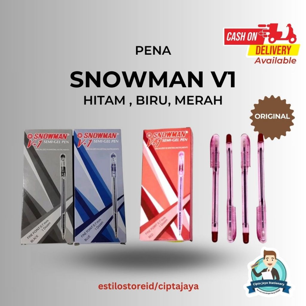 

PEN SNOWMAN V1 1.0 HITAM MERAH BIRU /BOLPOIN SNOWMAN V1