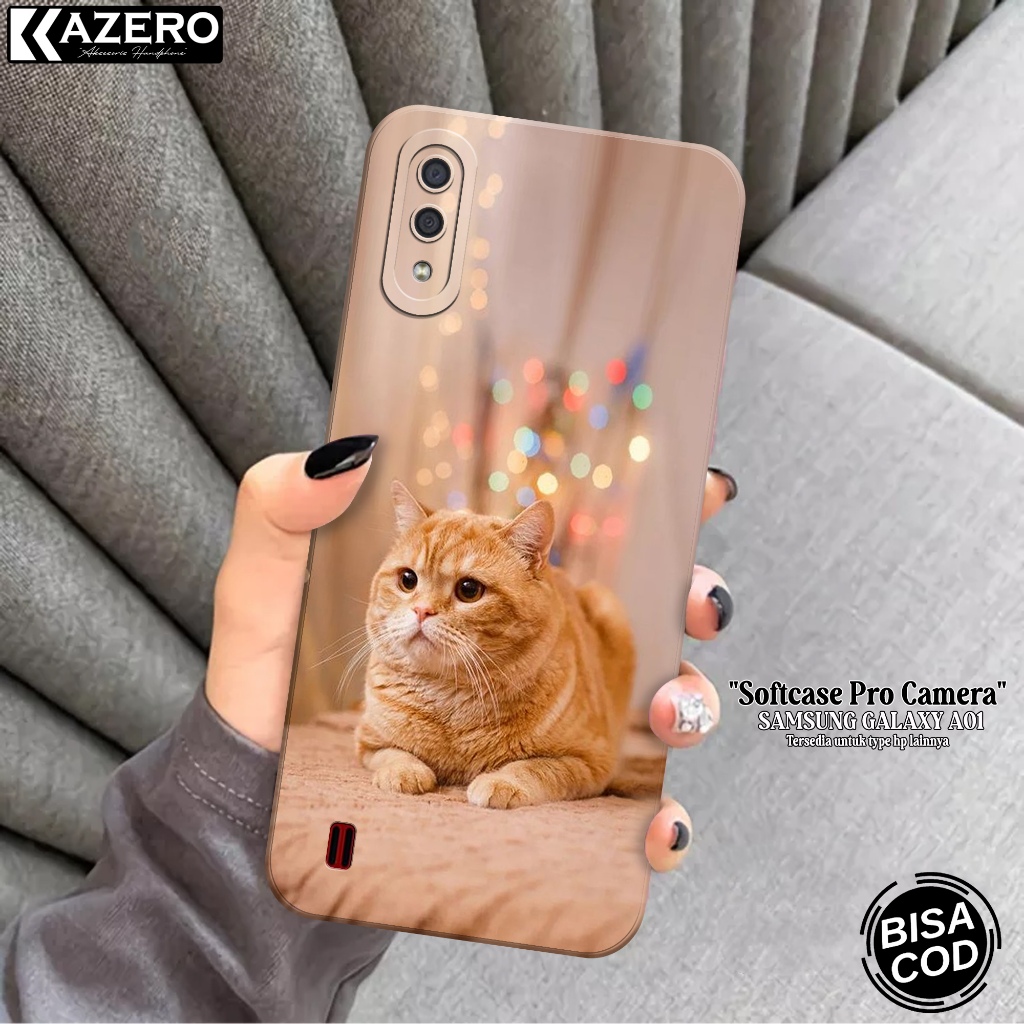 KAZERO - Case Hp Samsung Galaxy A01 - Fashion Case Kucing - Pro Camera - Softcase Samsung Galaxy A01
