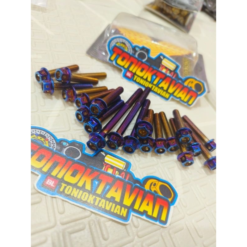 Baut blok mesin satria fu 1 set 21 pcs baut bak mesin motor satria Fu probolt flower