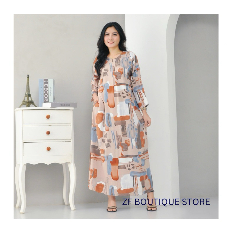 DASTER RAYON GAMIS LENGAN PANJANG 3/4 BUSUI RESLETING DEPAN TANGAN PANJANG WANITA JUMBO REMAJA DEWAS