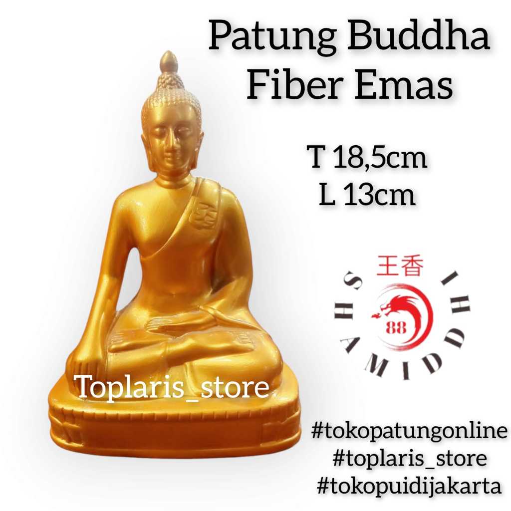 Patung Buddha Thailand Fiber Emas