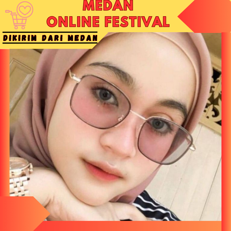 kacamata Photochromic Anti Radiasi Bentuk kotak Frame Metal Kacamata Pria Wanita Photochromic KMT005
