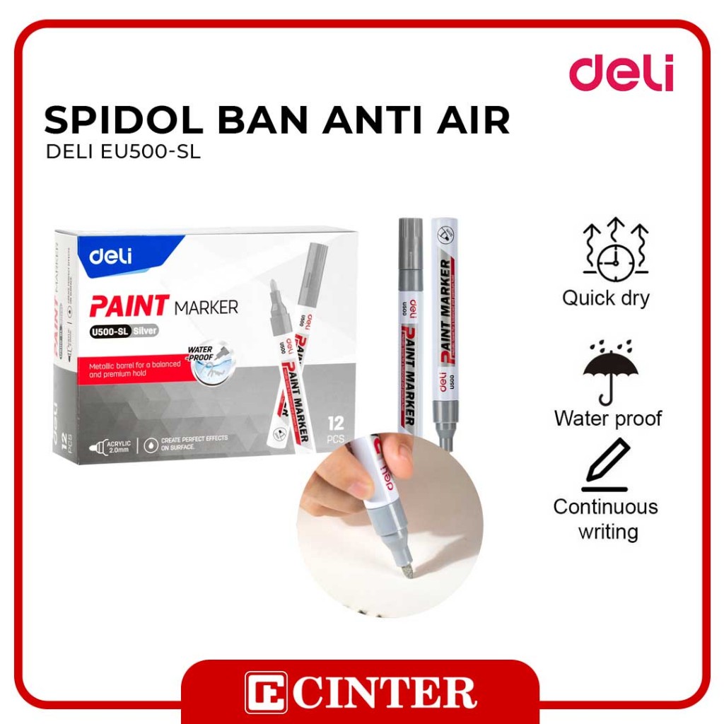 

DELI - SPIDOL / BULLET TIP EU500-SL PAINT MARKER WARNA SILVER