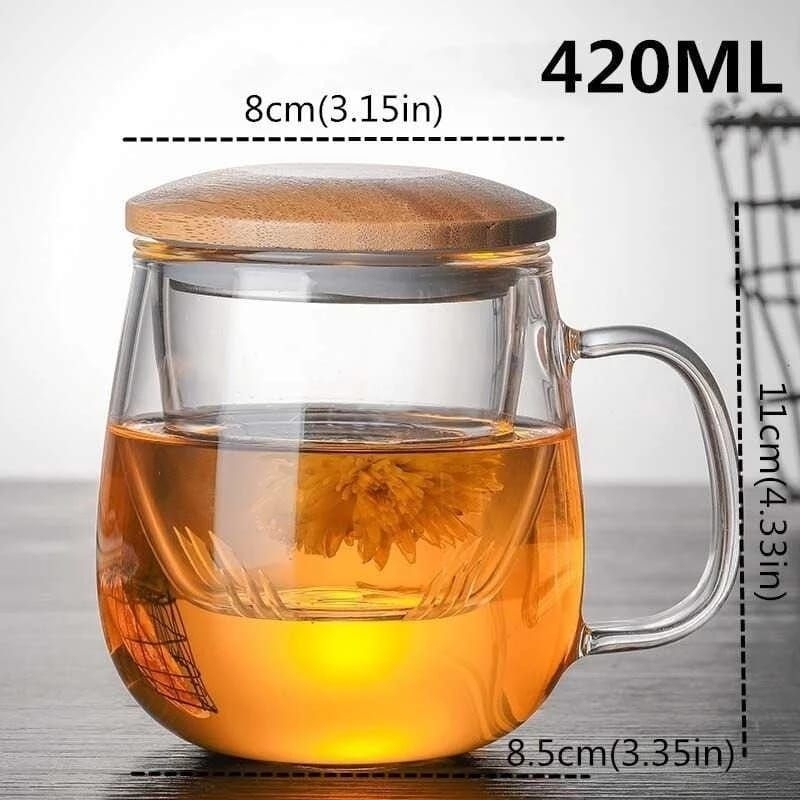 Gelas Saringan Kaca Aesthetic Unik  Gelas Cangkir Saring Tahan Panas Seduh Herbal Rempah Teh