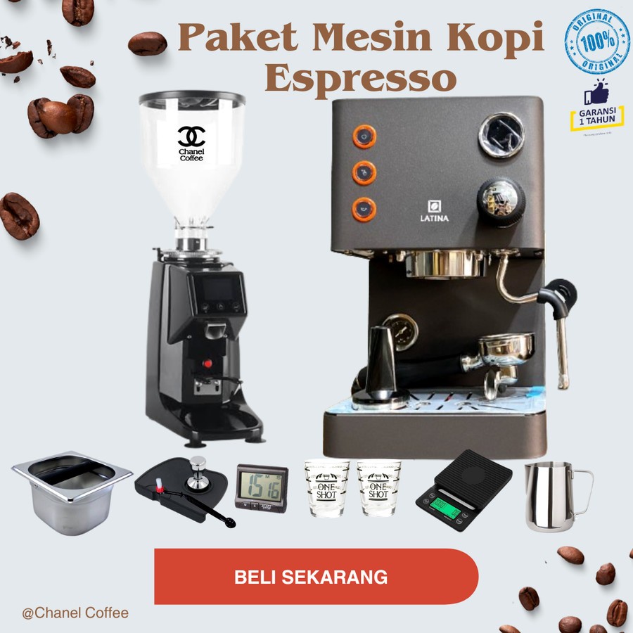 Paket Mesin Kopi Espresso LATINA ALTRO 2 + Grinder N510 + Tools