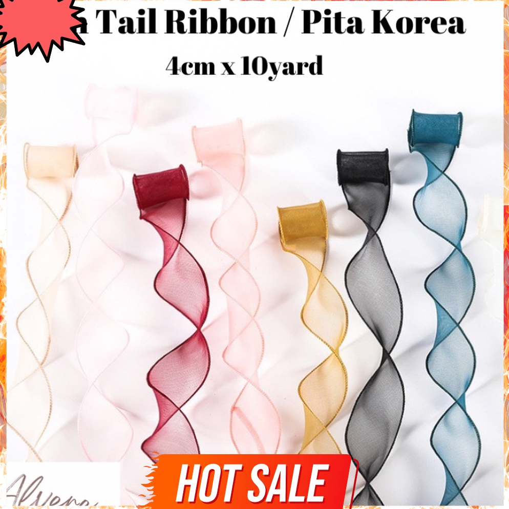 

COBAIN YUK Fishtail Ribbon Pita Organza Korea Keriting Wavy Transparan