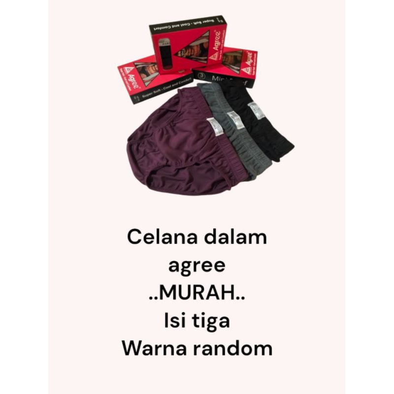 CELANA DALAM PRIA AGREE/1 BOX ISI 3 PCS/CELANA DALAM PRIA DEWASA/WARNA RANDOM