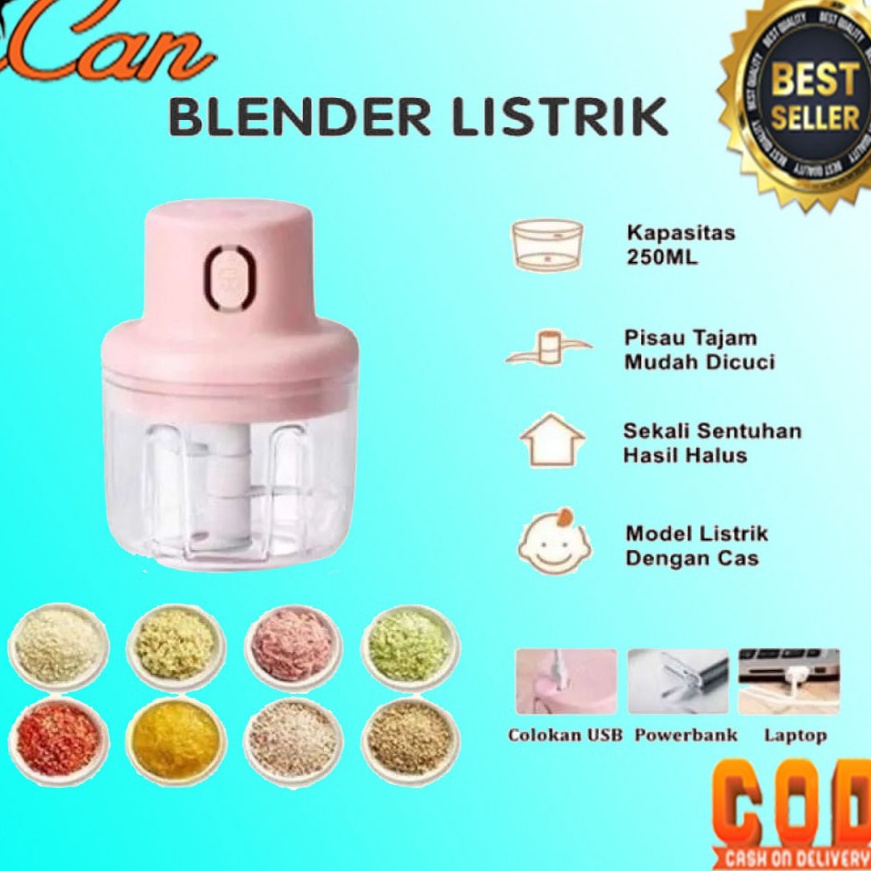 KI3 USB M Chopper 25 ML Elektrik Tanpa Kabel Food Processor Blender Poble MultifungsiPENGHALUS BUMBU