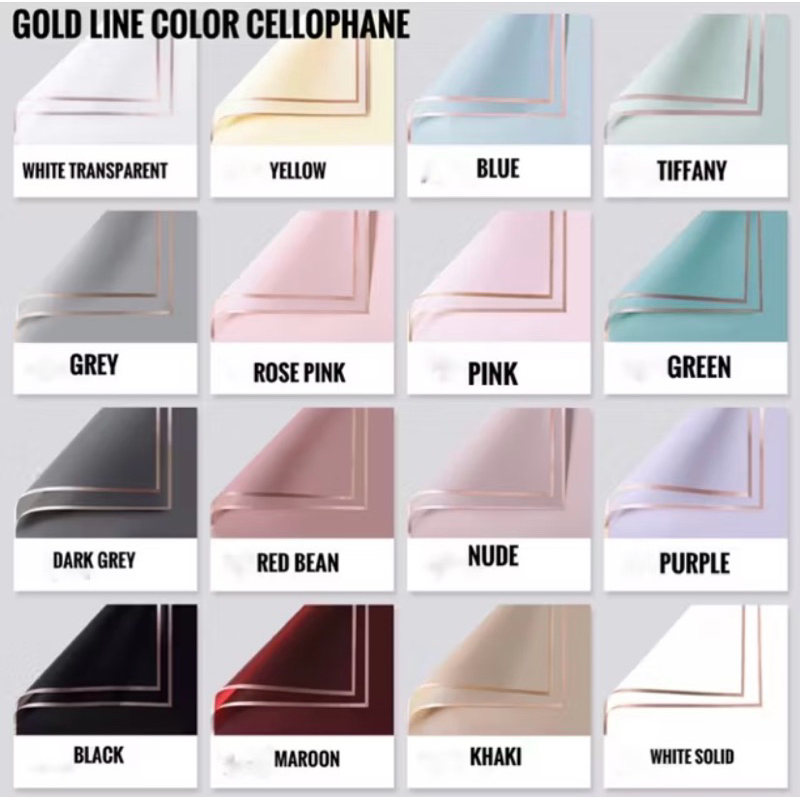 

[quinbuket]Kertas cellophane Gold line Color cellophane | Kertas Buket list gold