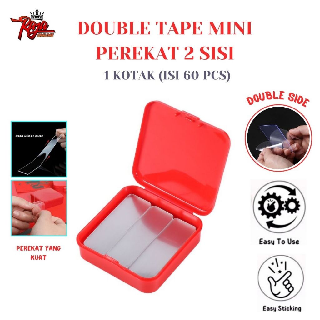 

Double Tape Mini Isi 60 pcs Per box Nano Tape Mini Bening Serbaguna