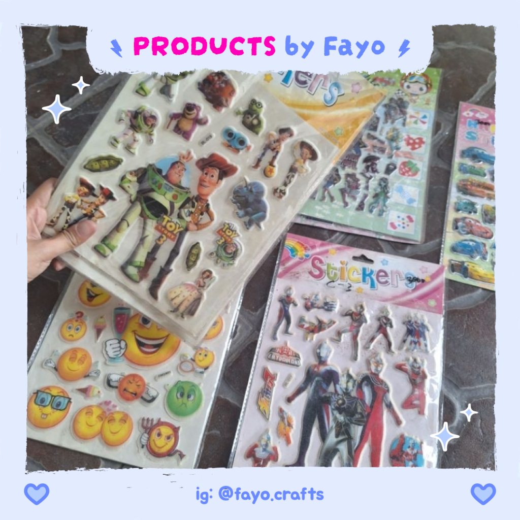 

[FAYO's Products] Sticker Kertas 3D Karakter Toy Story Cars Ultraman Smile | Sticker Lembaran Besar Obral Murah
