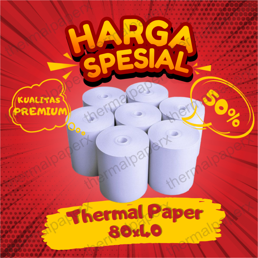 

KERTAS THERMAL STRUK KASIR / PPOB PAPER ROLL 80MM 80X40 CORELESS TERMAL POS RECEIPT MINI PRINTER BLUETOOTH 80MM 80X40MM PANDA VSC EPPOS IWARE CORELESS TANPA CORE