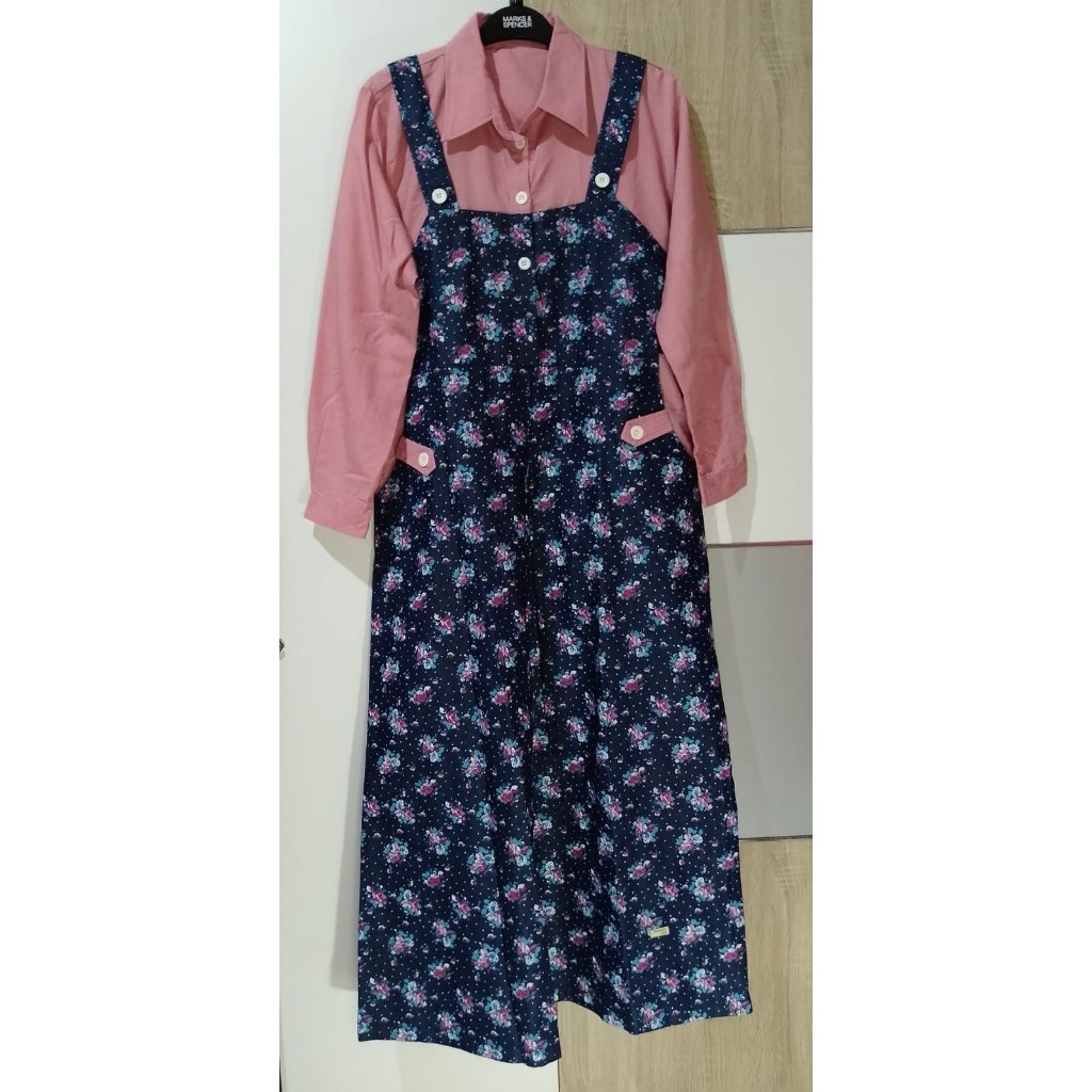 Gamis rompi motif bunga. Bahan katun jepang. (pernah pakai)