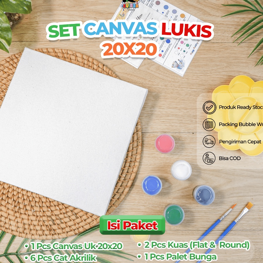 

TERPOPULER Kuinsa Gallery Set Kanvas Lukis 2 x 2cm 6 Cat Akrilik 2 Kuas Brush Mixing Pallete Perlengkapan Melukis Mewarnai