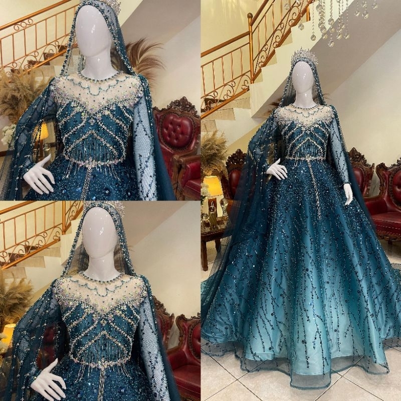 gaun pengantin mewah elegan // gaun pesta // gaun gradasi // baju gaun pernikahan