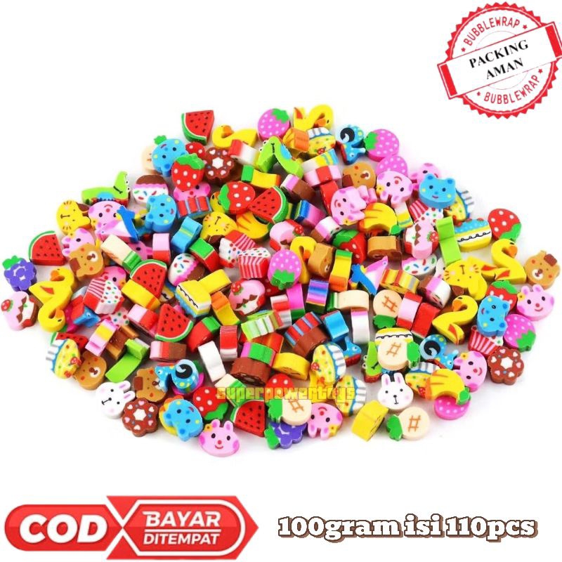 

( BISA COD ) 110PCS Penghapus Pensil mini karakter lucu / PENGHAPUS PENCIL KARAKTER LUCU UNIK 100GR
