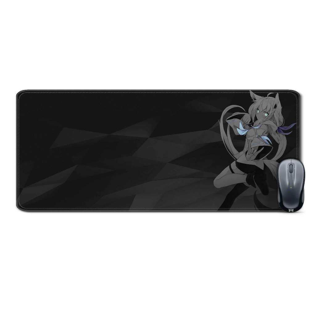 Deskmat mousepad extended vtuberMONOCHROME SHIRAKAMI FUBUKI-HOLOLIVEmaterial Rubber
