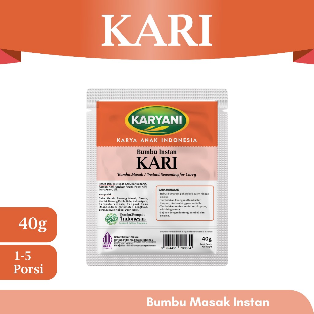 

KARYANI BUMBU MASAK INSTAN KARI 40 Gram