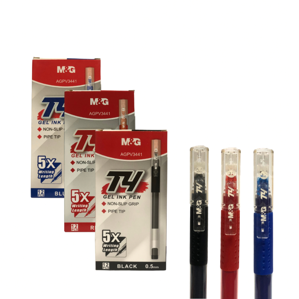 

Pulpen Gel T4 M&G Gel Pen #AGPV3441 Tinta Hitam Biru Merah Tip 0.5 mm Pena Grip - SATUAN