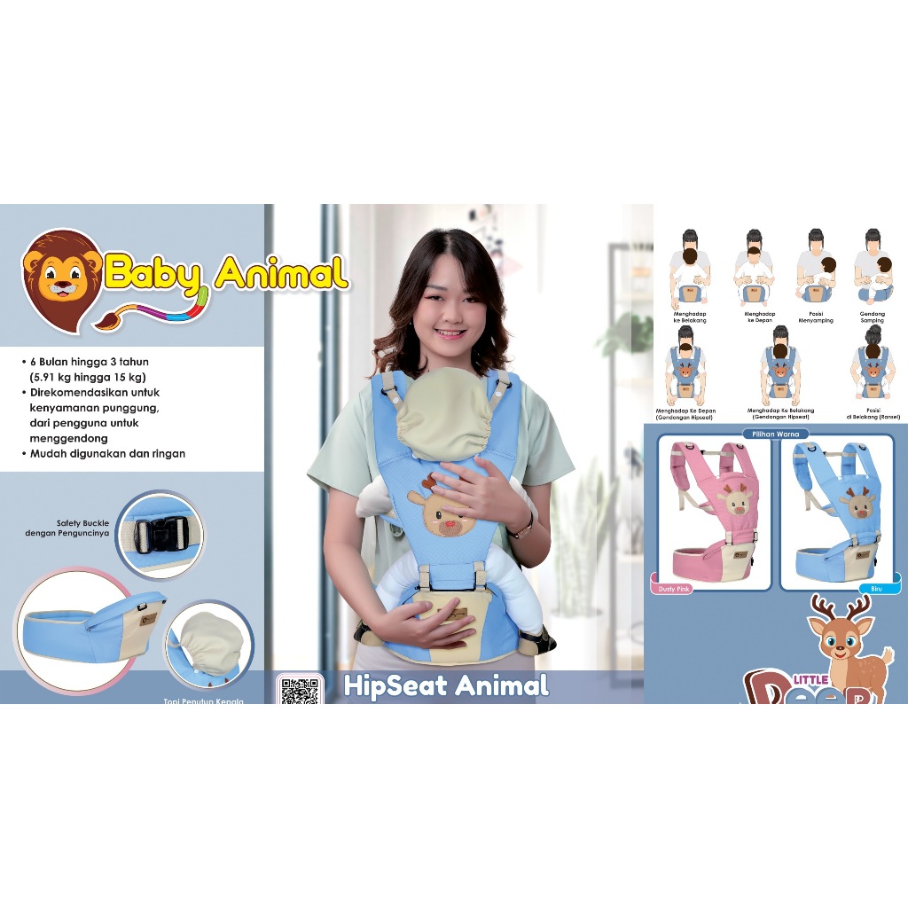 HIPSEAT Gendongan bayi BABY ANIMAL gendongan depan duduk