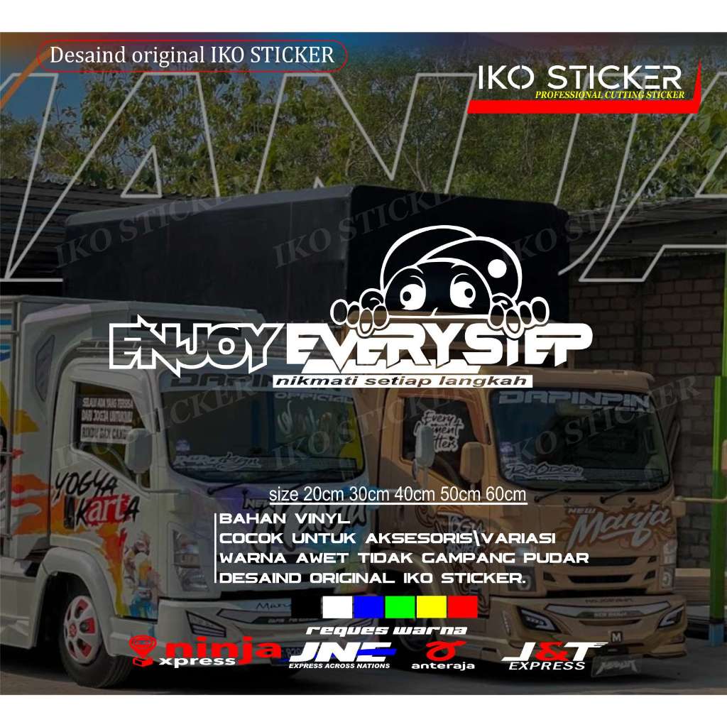 IKO Stiker enjoy your step variasi kaca pintu bak truk pickup mobil cutting stiker nikmati setiap la