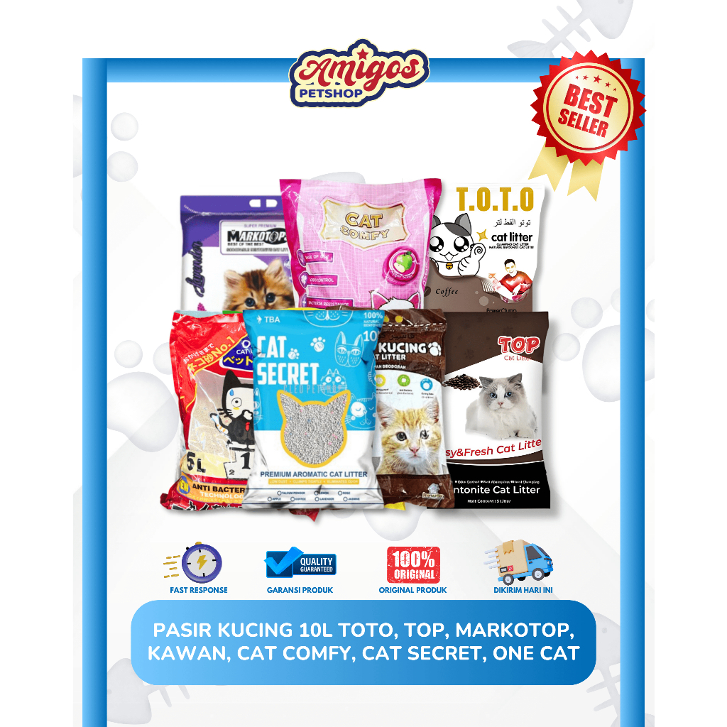Pasir Kucing 10 L Pasir Toto/Pasir Top/Pasir Markotop/Pasir Kawan Pasir Cat Comfy/Pasir Cat Secret/P