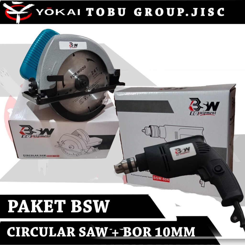 Paket Murah Circular Saw BSW + Bor BSW 10mm Gergaji Potong Kayu Bor Tangan Listrik 10mm
