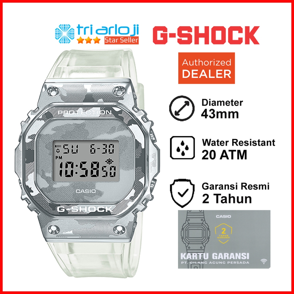 Casio G-SHOCK GM-5600SCM-1DR Jam Tangan Pria GSHOCK GM5600 GM-5600SCM-1 GM-5600 G-Steel Transparant