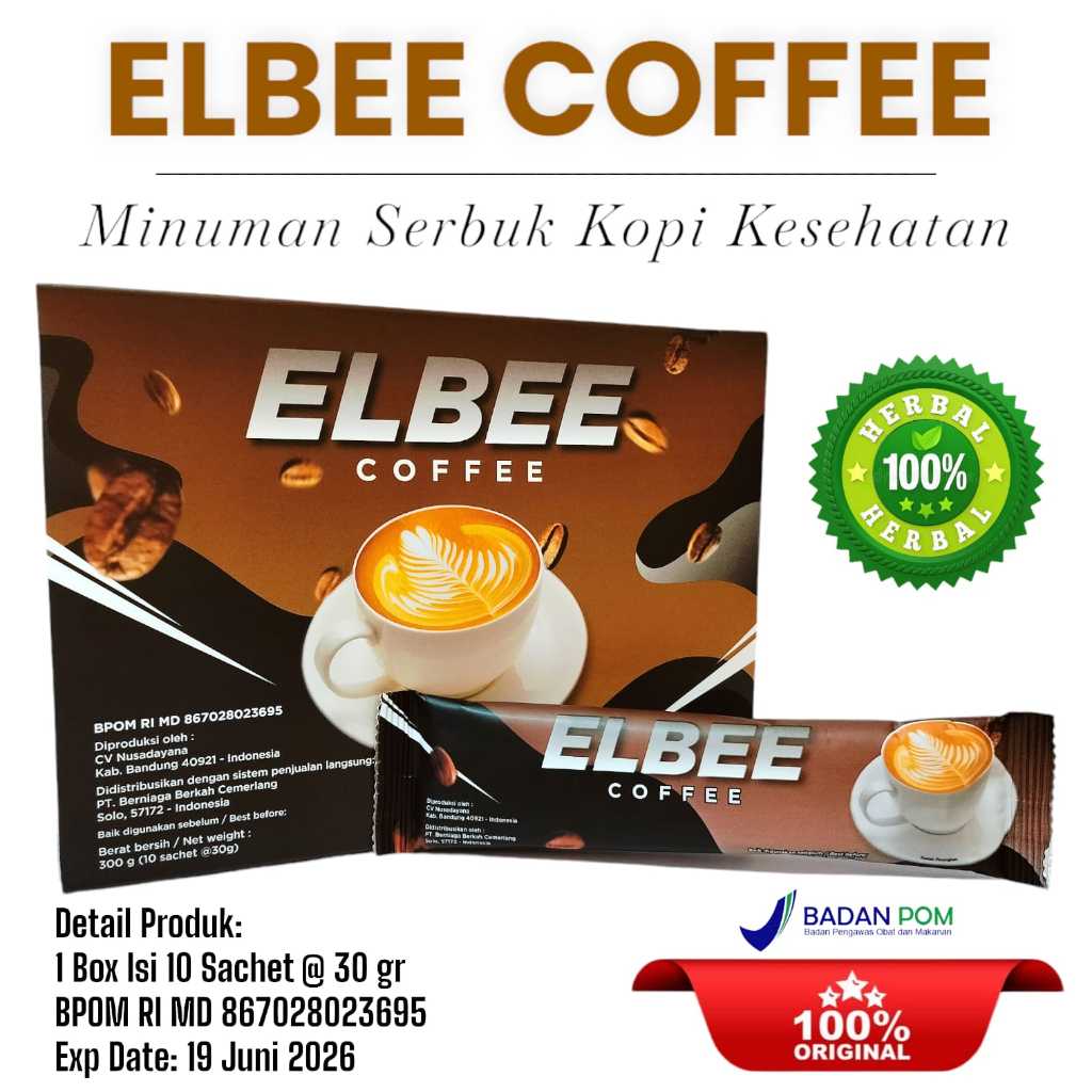

ELBEE COFFE ORIGINAL KOPI KESEHATAN 1 BOX ISI 10 SACHET