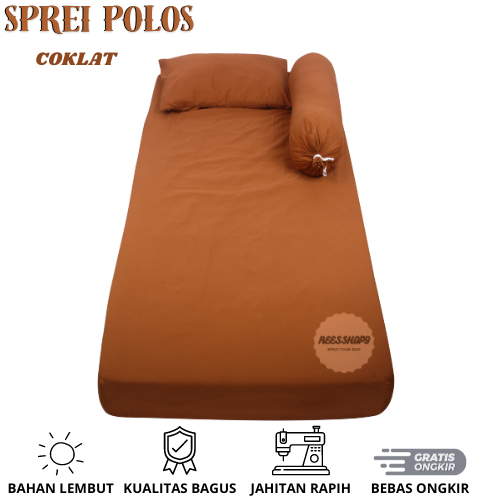 Sprei Aesthetic Polos Darkbrown/Coklat Sudah Termasuk Sarung Bantal Dan Guling
