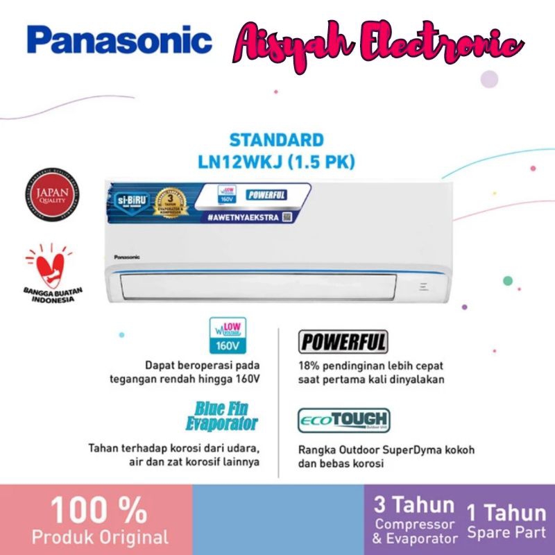 AC PANASONIC SI BIRU 1,5 PK LN-12WKJ GARANSI RESMI