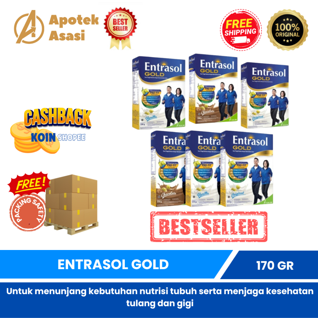 

Entrasol Gold 170gr - Entrasol Gold Vanilla 170gr - Entrasol Gold Chocolate 170gr - Susu Tinggi Protein