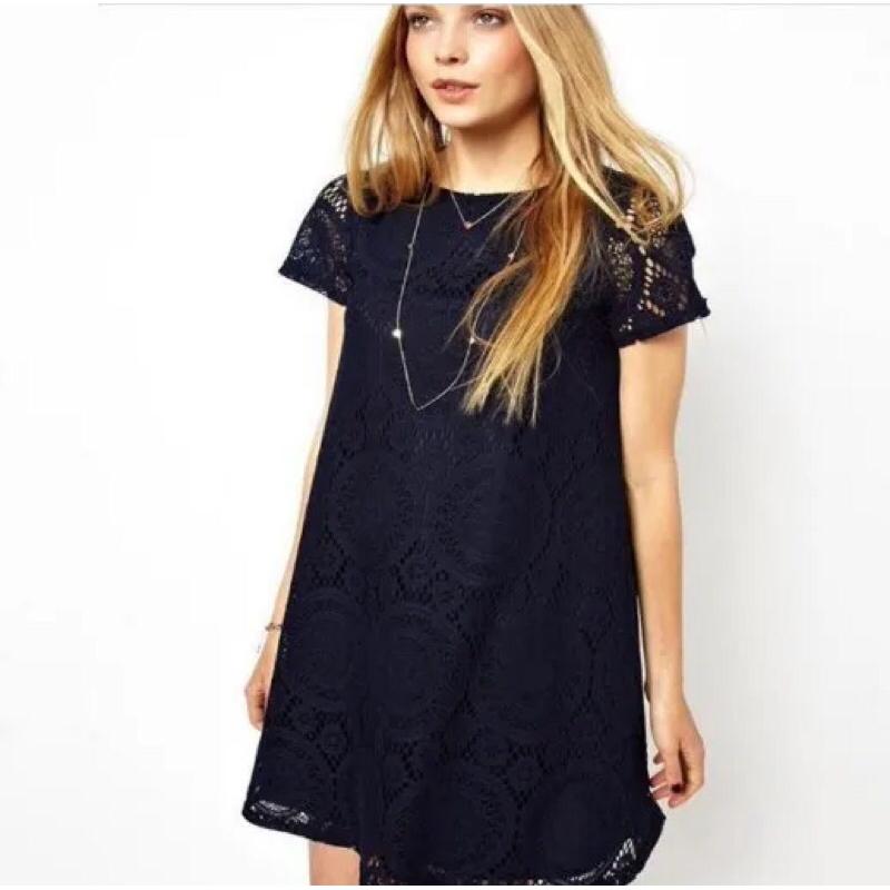 Lace Dress Navy brokat