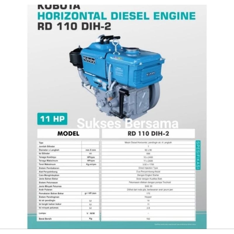 Diesel Kubota RD110 DIH-2 (11Pk Hopper)