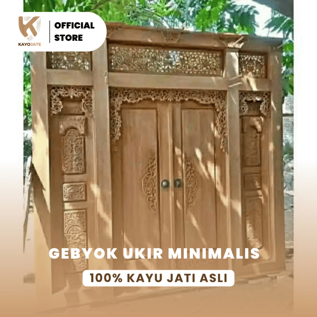 Pintu gebyok minimalis kayu jati ukir Jepara ASLI