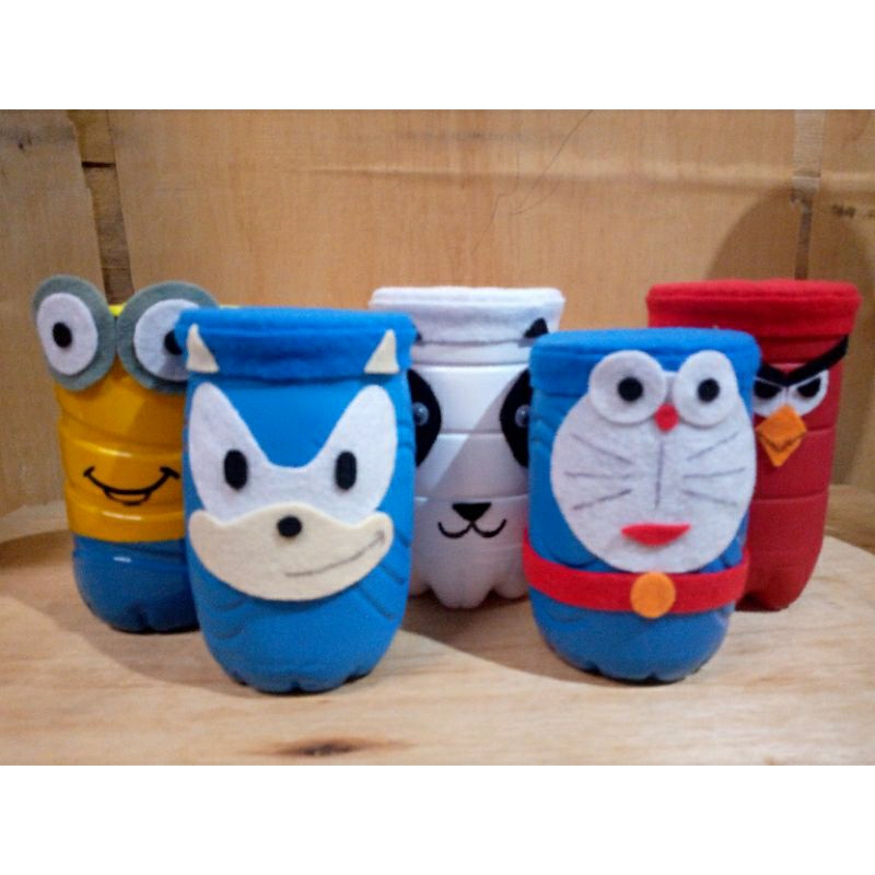 Celengan Botol Plastik 1,5 Liter Karakter Kartun / Prakarya Barang Bekas / Kerajinan Daur Ulang