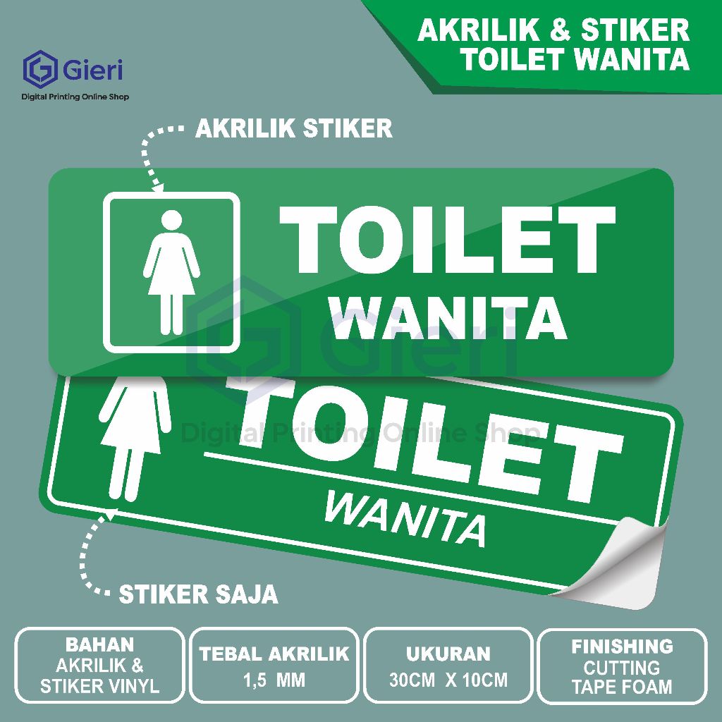 

GIERI - AKRILIK & STIKER TOILET / PENUNJUK ARAH TOILET