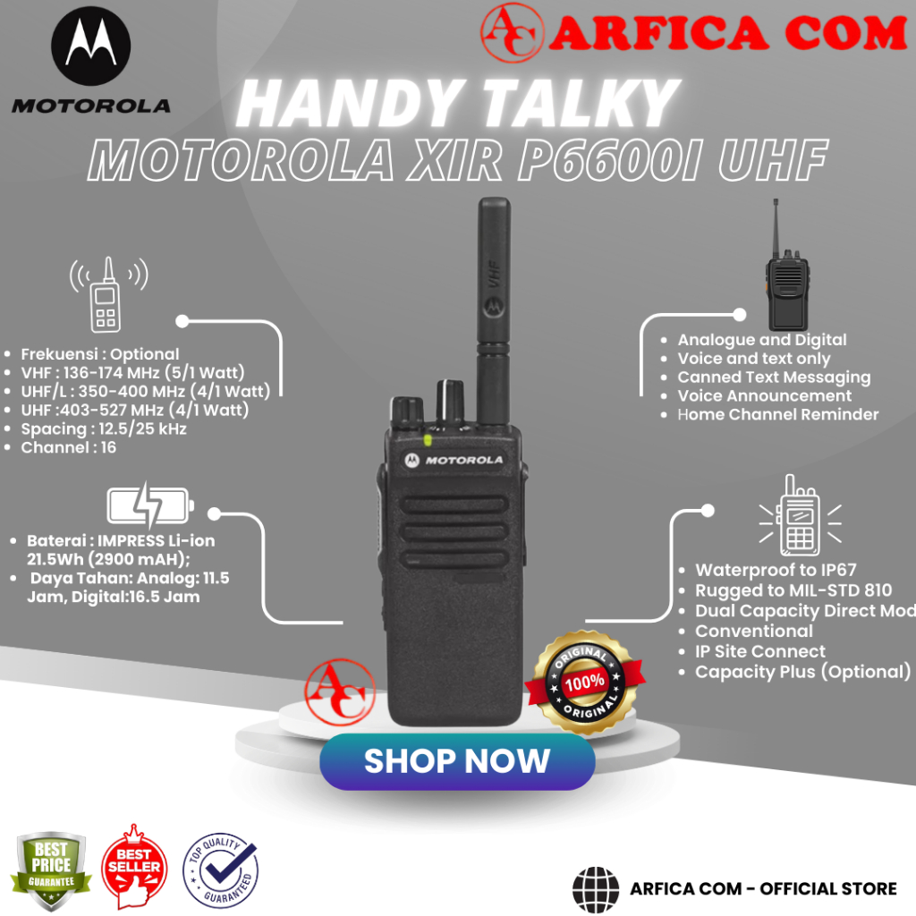 HT MOTOROLA DIGITAL XIR P6600i P6600 P 6600i 6600 UHF 403 MHz - VHF:136-174MHz