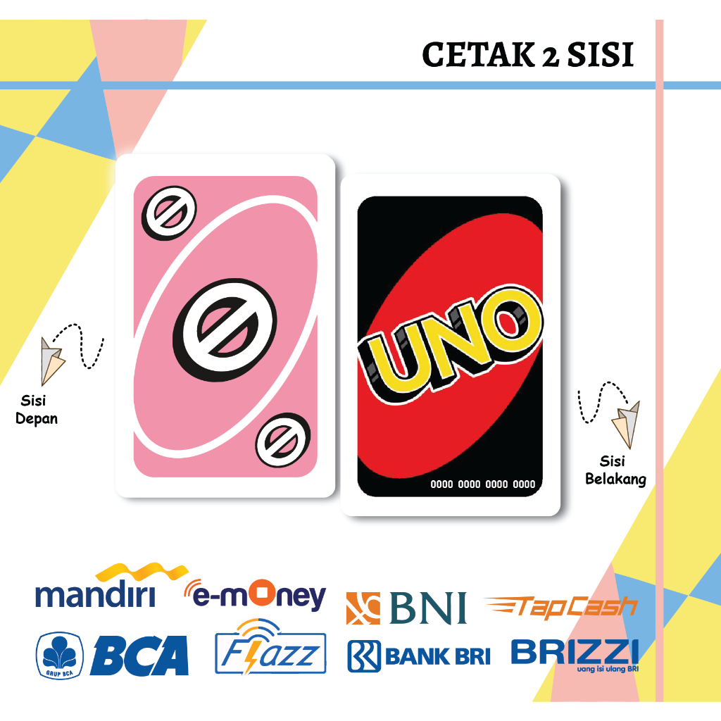 KARTU EMONEY E TOLL UNO BLOCK CARD REVERSE PINK CUSTOM MANDIRI FLAZZ GEN 2 TAPCASH BRIZZI - 2 SISI