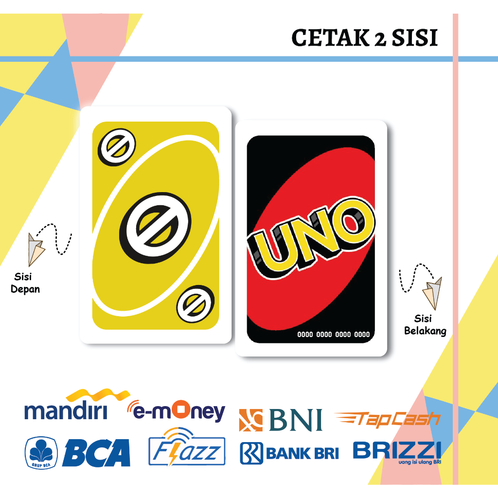 KARTU EMONEY E TOLL UNO BLOCK CARD REVERSE YELLOW KUNING MANDIRI FLAZZ GEN 2 TAPCASH BRIZZI - 2 SISI