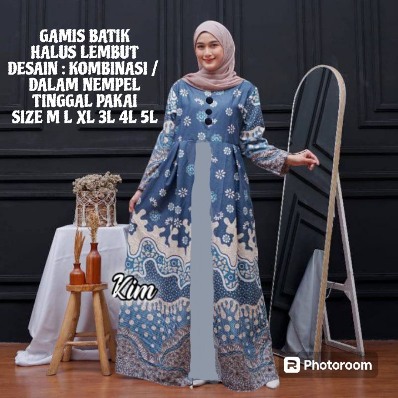 Baju Gamis Batik Monalisa Wanita Tunic Batik Perempuan Terbaru Gamis Kombinasi Perempuan Terkini Kat