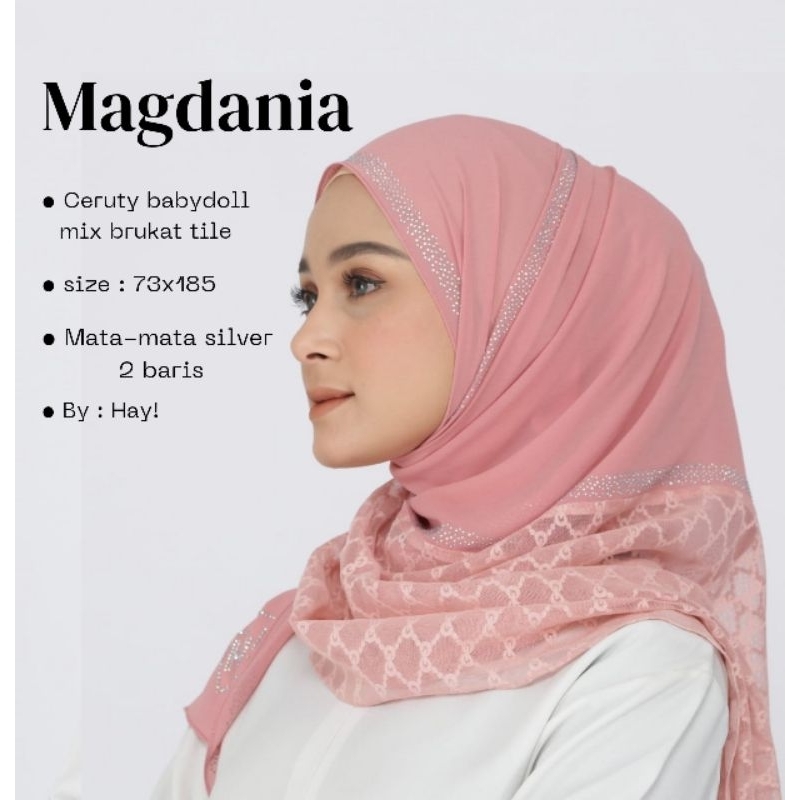 Pashmina hijab sifon ceruty babydoll Magdania Hay Dubai lokal pasmina brukat pesta mewah anggun
