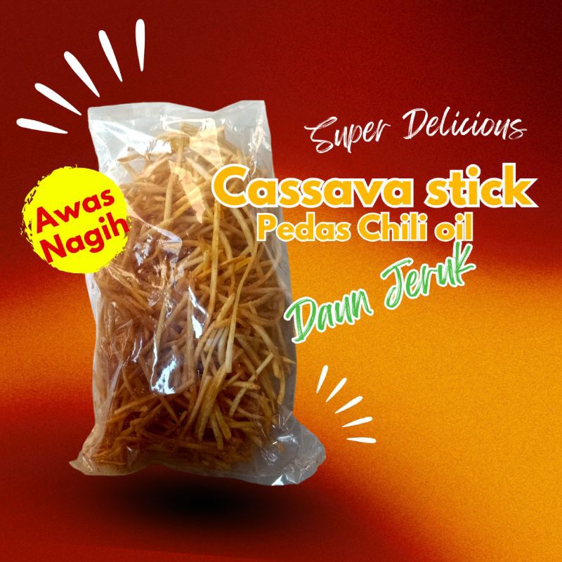 

Cassava stick Snack Singkong stik rasa original dan pedas Chili oil - Cemilan kering gurih berat 250 gram
