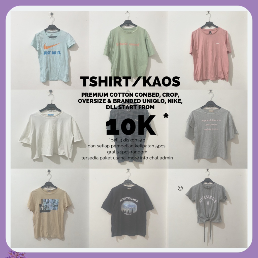 THRIFT | Kaos, T-shirt, Tumblr Tee, Tshirt Branded, Kaos Oblong Polos Premium Second Preloved Kaos P