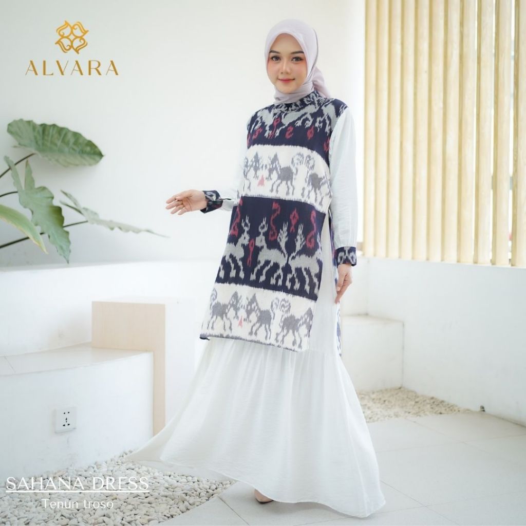 ALVARA Suhana Gamis Lebaran 2025 Model Gamis Terbaru Motif Batik Tenun Troso Big Size Jumbo