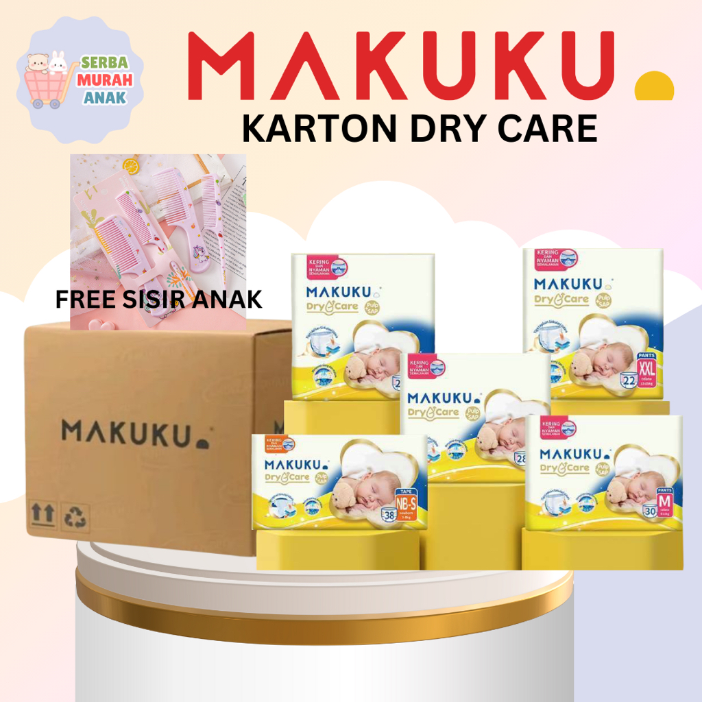 SERBA MURAH 1 KARTON Makuku Dry Care Pants Pulp+SAP NBS38/M30/L28/XL24/XXL22 Popok Bayi Anak Anti Gu
