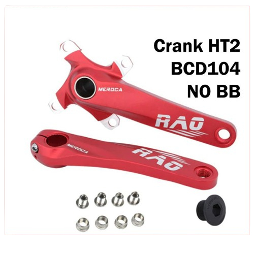 Meroca Rao Crankset Tanpa BB HT2 Crank Set Hollowtech BCD 104 Merah